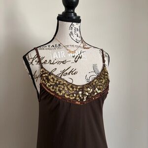 brown sequin neck ruffle hem mini dress | y2k mini dress